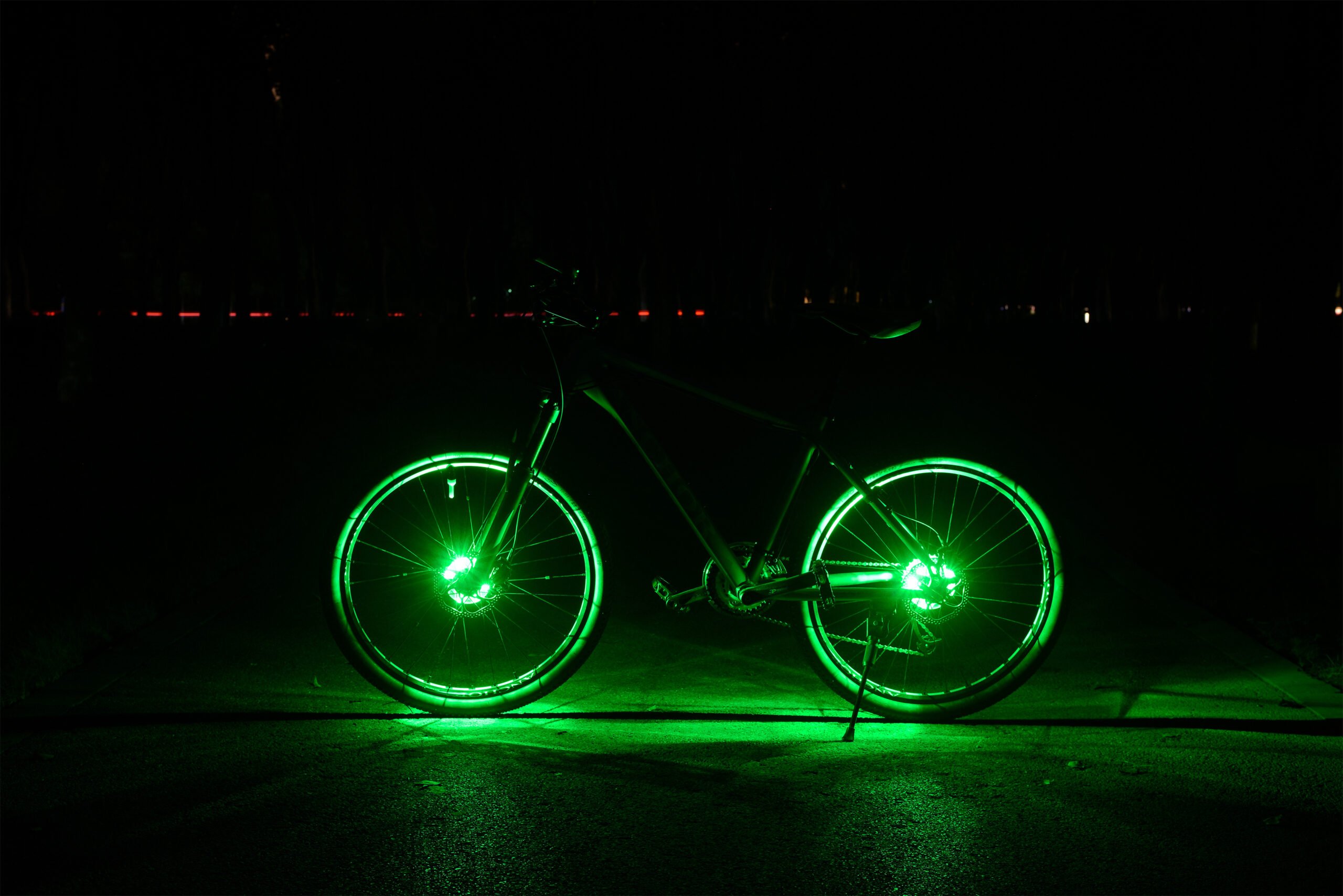 Colorful LED wheel lights for eBike night rides at Burning Man – Playa eBikes
