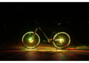 Colorful LED wheel lights for eBike night rides at Burning Man – Playa eBikes